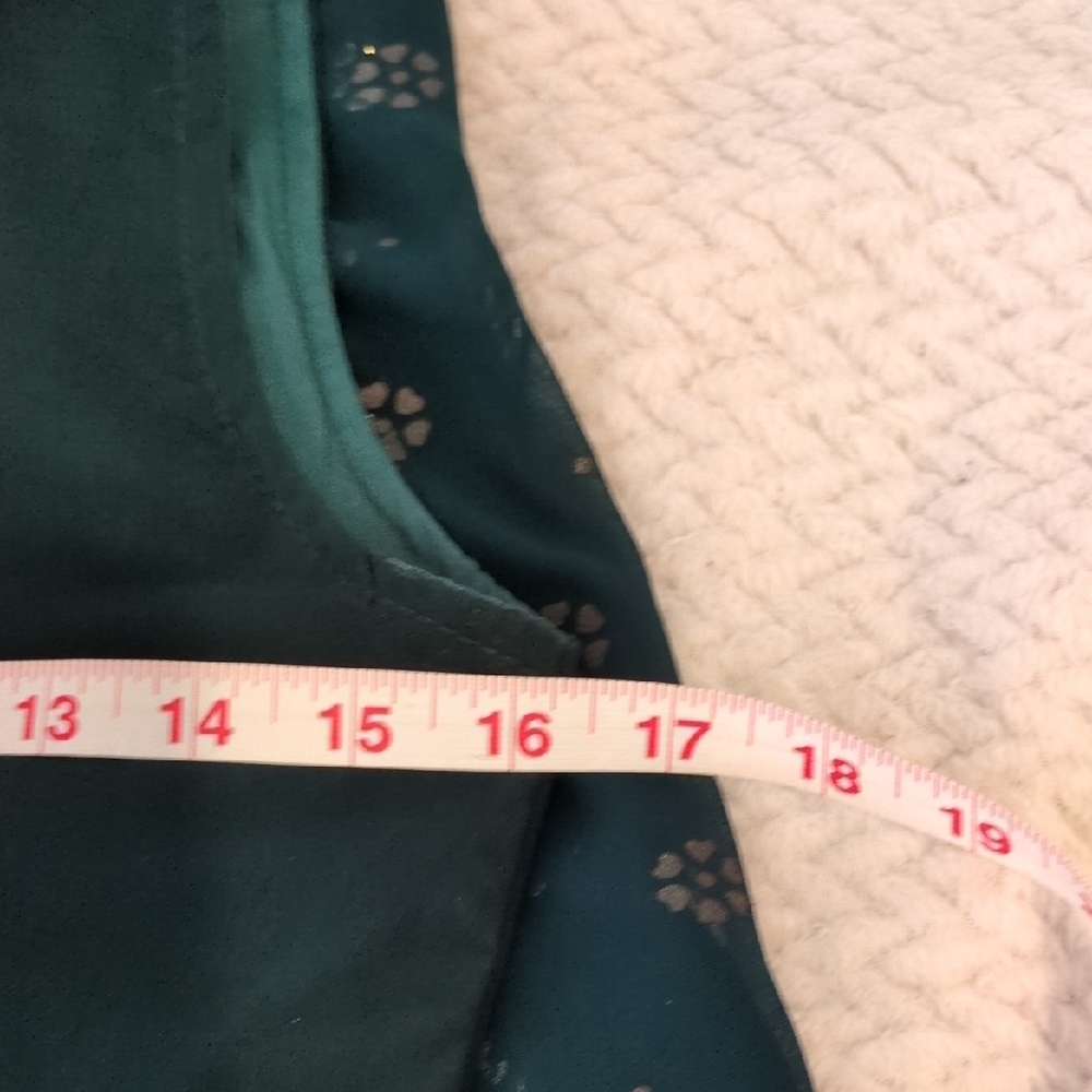 Formal Dress: Deep Green w/Gold Embellishments & Flowy Cape on Modest Sleeveless - Picture 12 of 16